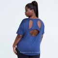 Camiseta respirável camisetas de tamanho grande para mulheres de tamanho grande Exercício seco de esportes seco azul Excesso pesado de camiseta pesada